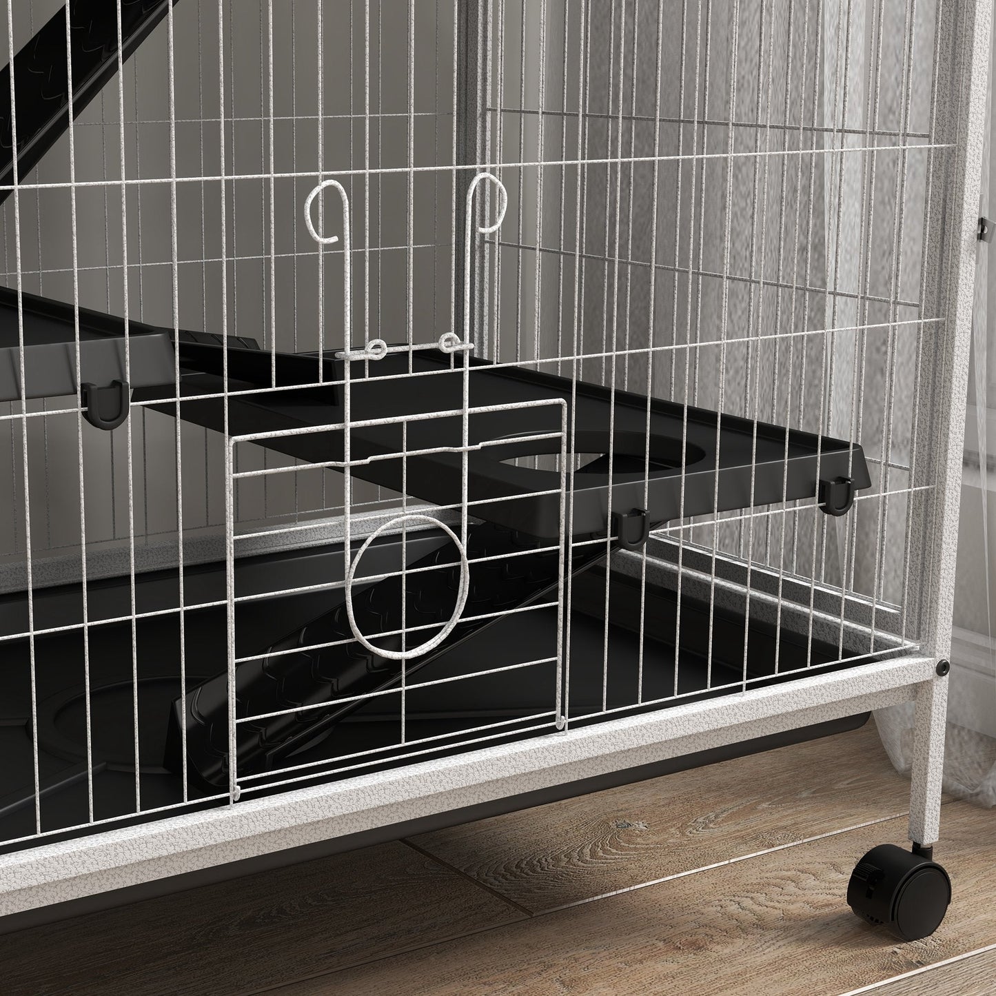 5-Tier Rolling Small Animal Cage, Deluxe Guinea Pig Cage, Ferret Cage for Mink Chinchilla Kitten Rabbit, Small Pet Play House with Hammock Platform, Ramp, Tray, Light Grey