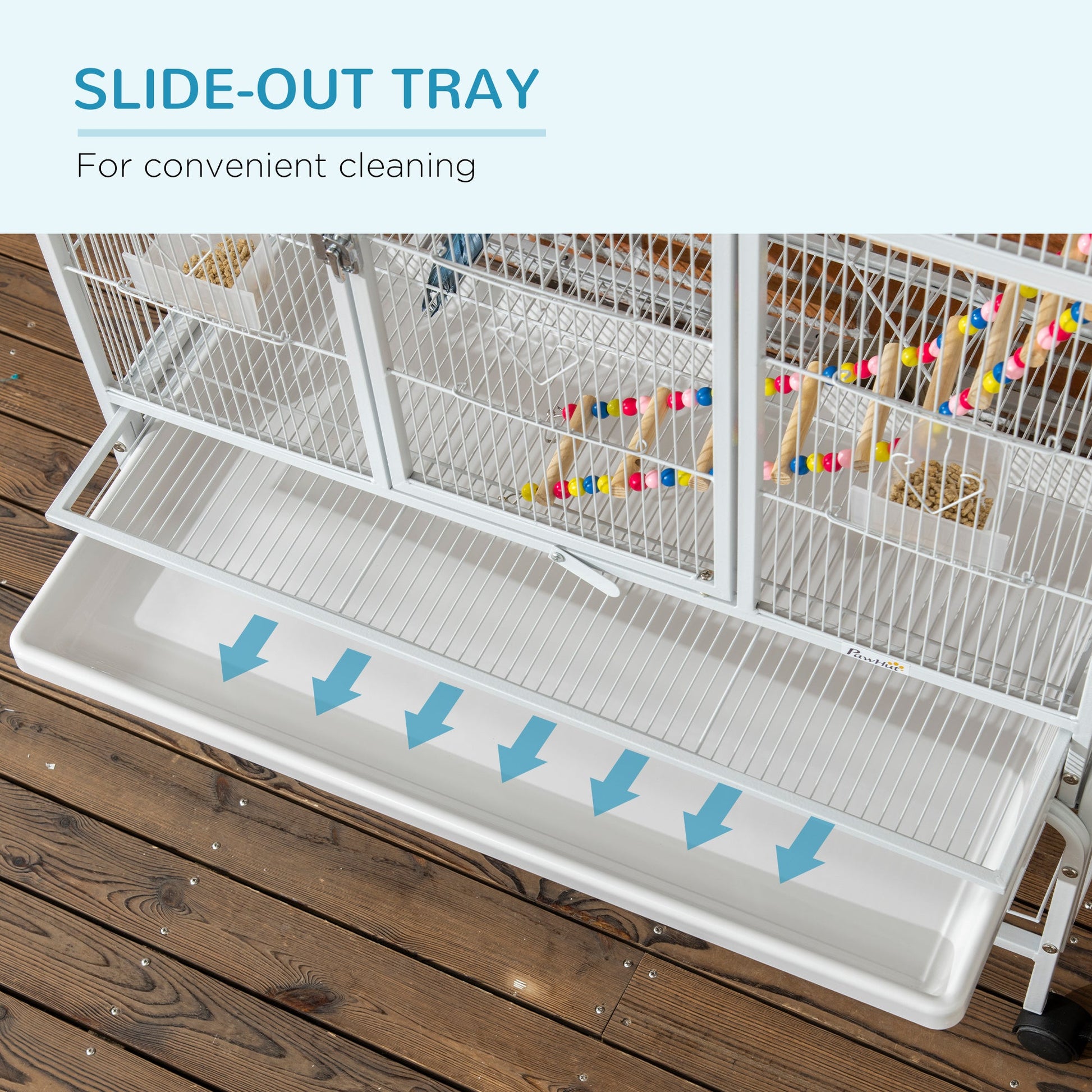 71" Bird Cage, 3 Tier Large Parrot Cage with Wheels, Perches, Ramp, Storage Shelf, Toys for Canaries, Finches, Cockatiels, Parakeets, White