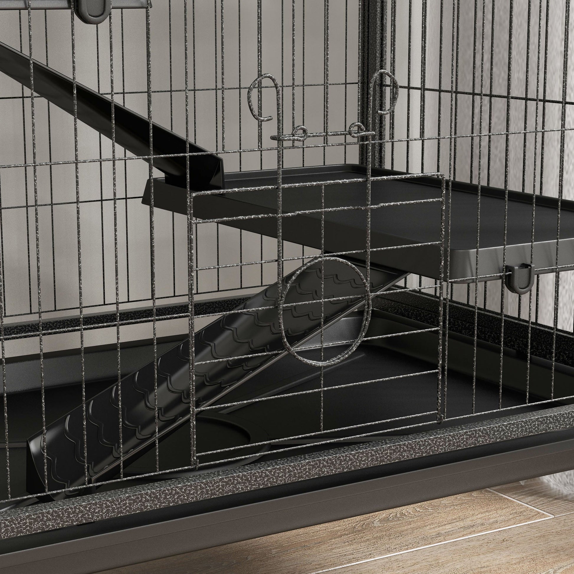 6-Tier Rolling Small Animal Cage, Deluxe Rabbit Cage, Ferret Cage for Mink, Chinchilla, Kitten, Rabbit, Small Pet Play House with Hammock, Platform, Ramp, Charcoal Grey
