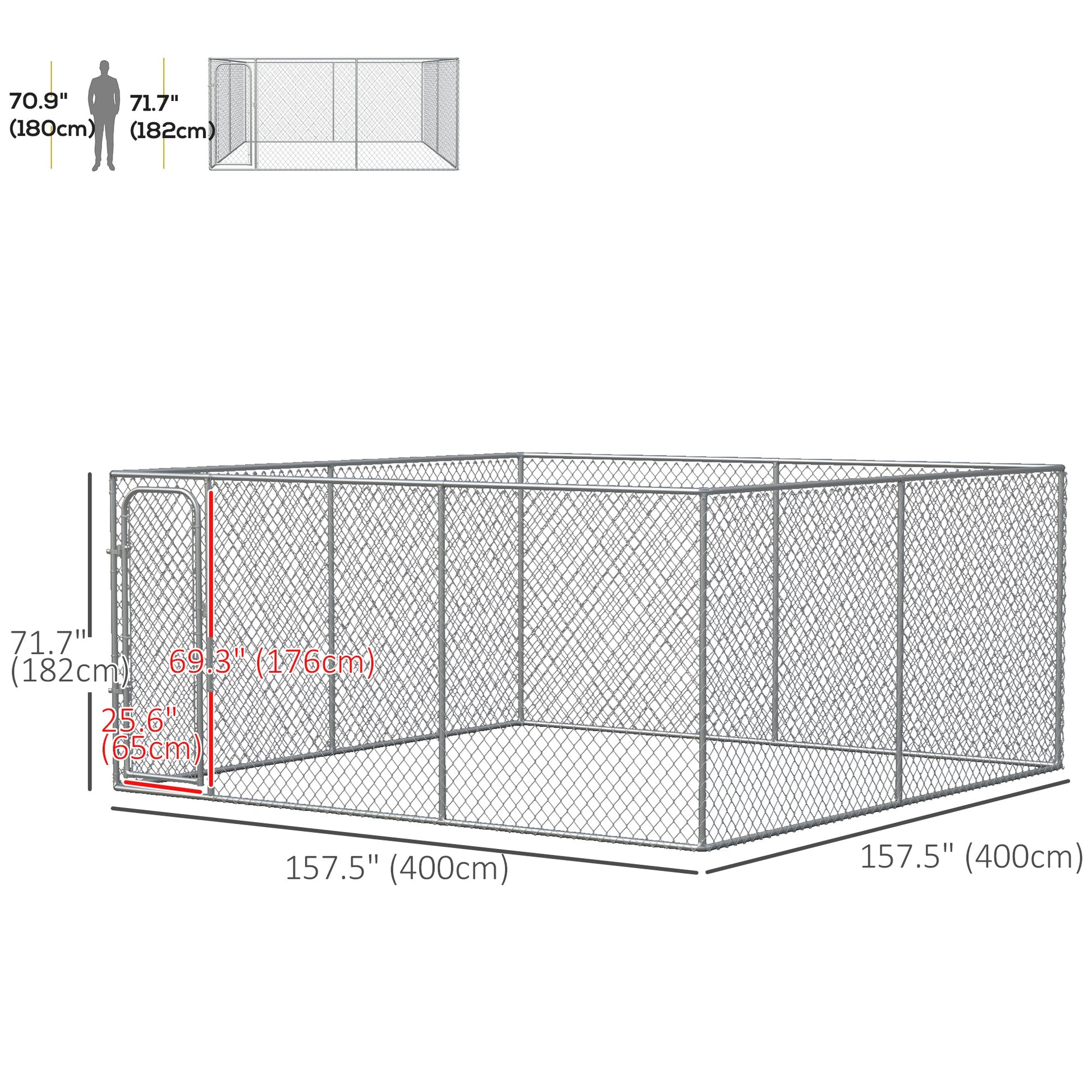 172 Sq. Ft. Dog Playpen Outdoor, Walk-in Dog Run Kennel Puppy Exercise Pen with Galvanized Steel Frame, for Small and Medium Dogs, 13' x 13' x 6'
