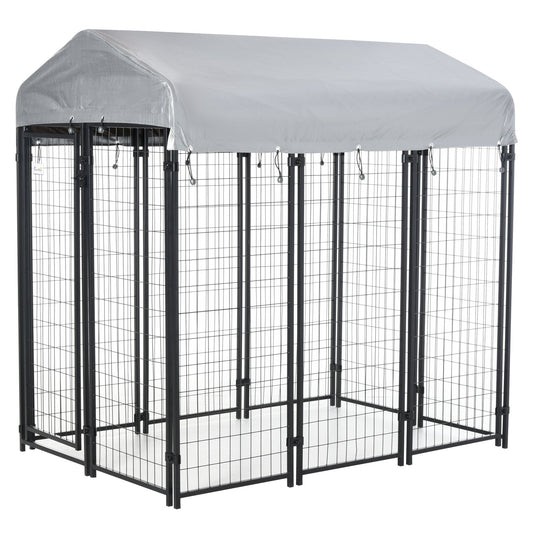 6' x 4' x 6' Large Outdoor Dog Kennel Run Steel Fence with UV-Resistant Oxford Cloth Roof & Secure Lock