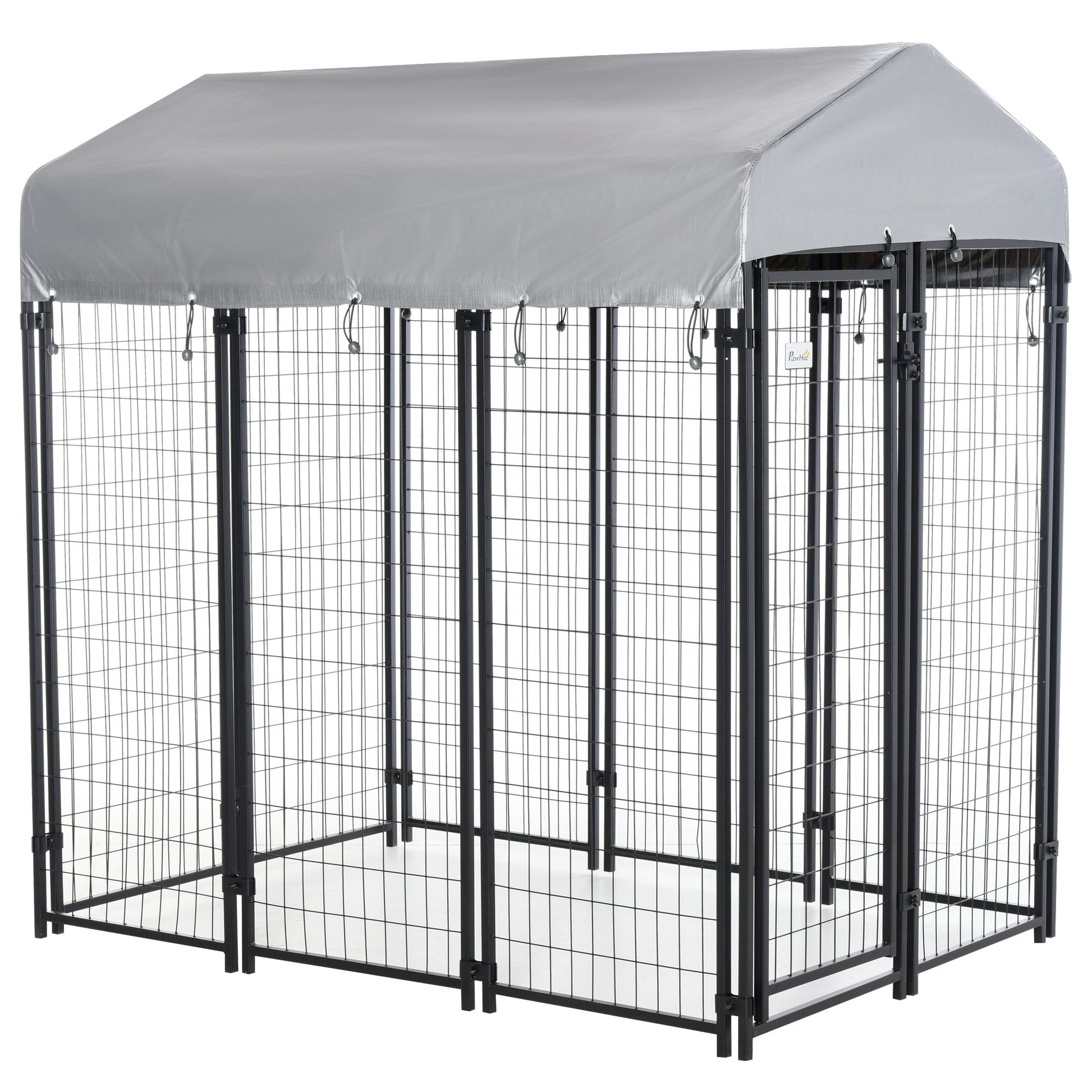 6' x 4' x 6' Large Outdoor Dog Kennel Run Steel Fence with UV-Resistant Oxford Cloth Roof & Secure Lock