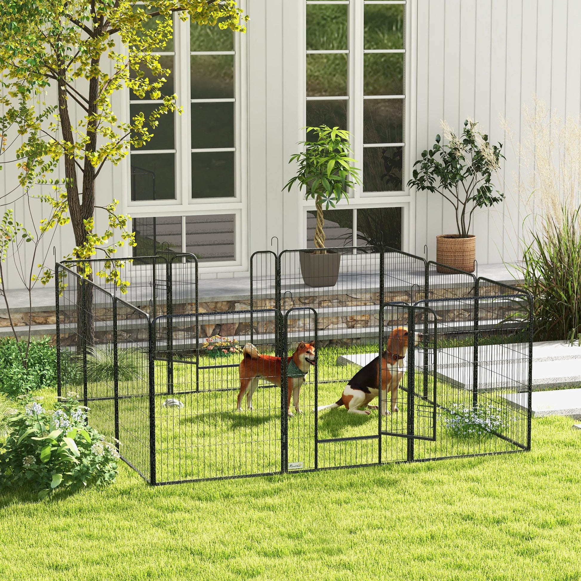 Dog Playpen, Wide 31.5"W Heavy-Duty Metal Puppy Play Pen, Pet Exercise Fences for Outside and Indoor, DIY Design with Door for Multiple Dogs, 12 Panels, 39"H