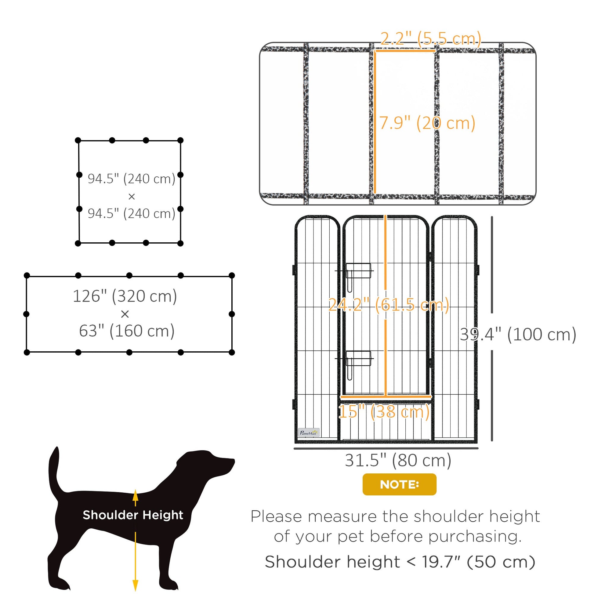 Dog Playpen, Wide 31.5"W Heavy-Duty Metal Puppy Play Pen, Pet Exercise Fences for Outside and Indoor, DIY Design with Door for Multiple Dogs, 12 Panels, 39"H