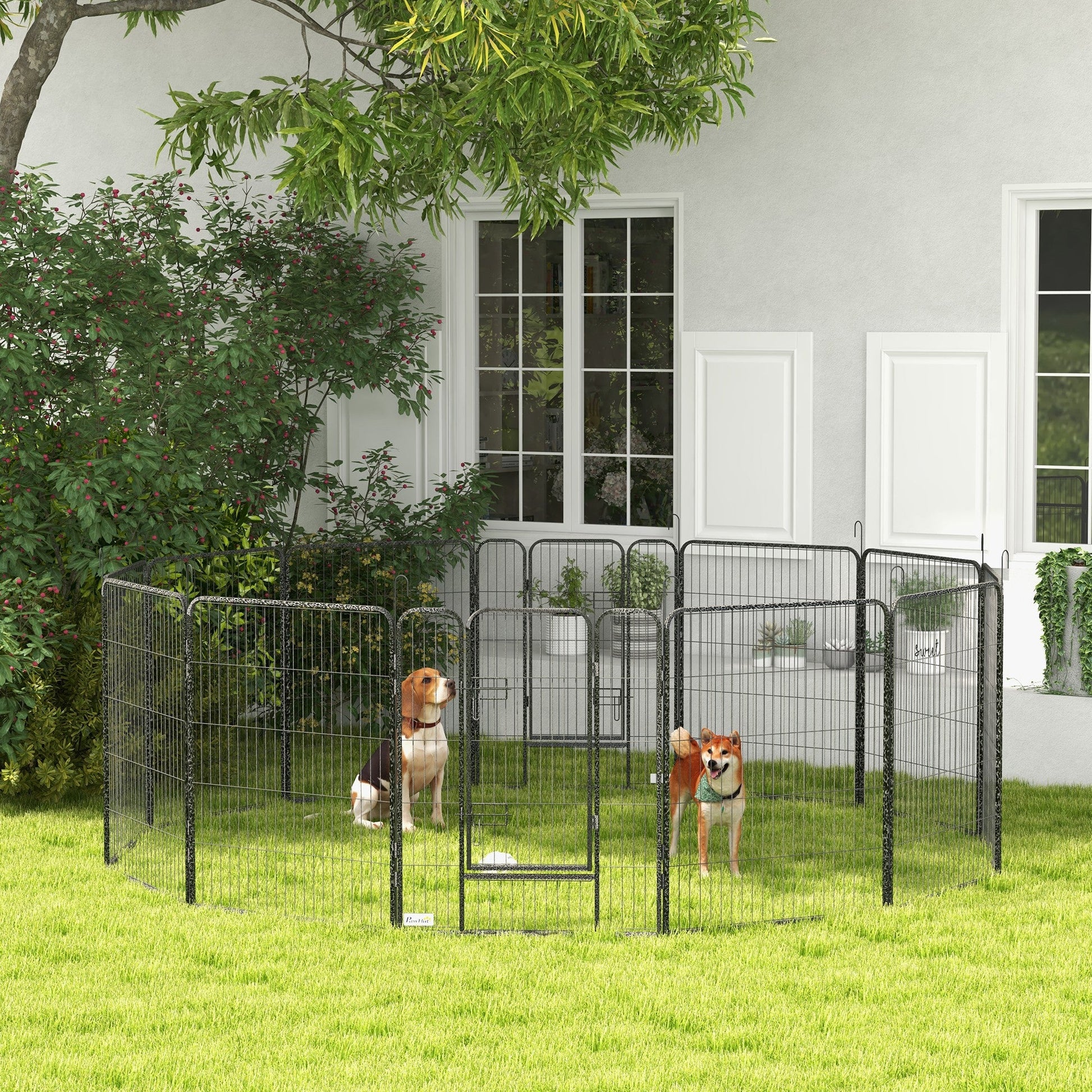 Dog Playpen, Wide 31.5"W Heavy-Duty Metal Puppy Play Pen, Pet Exercise Fences for Outside and Indoor, DIY Design with Door for Multiple Dogs, 12 Panels, 39"H