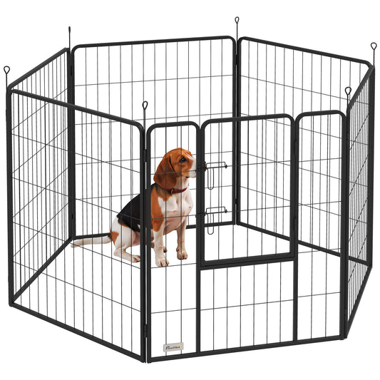 Dog Playpen, Wide 31.5"W Heavy-Duty Metal Puppy Play Pen, Pet Exercise Fences for Outside and Indoor, DIY Design with Door for Multiple Dogs, 6 Panels, 39"H