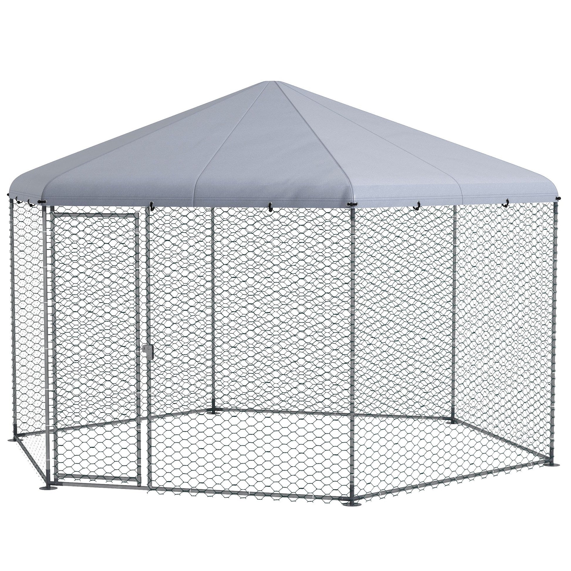 13.1' x 11.4' Chicken Coop, Large Chicken Run with Cover for Outdoor Backyard, Metal Poultry Cage for 10-15 Chickens, Rabbits, Ducks, Silver