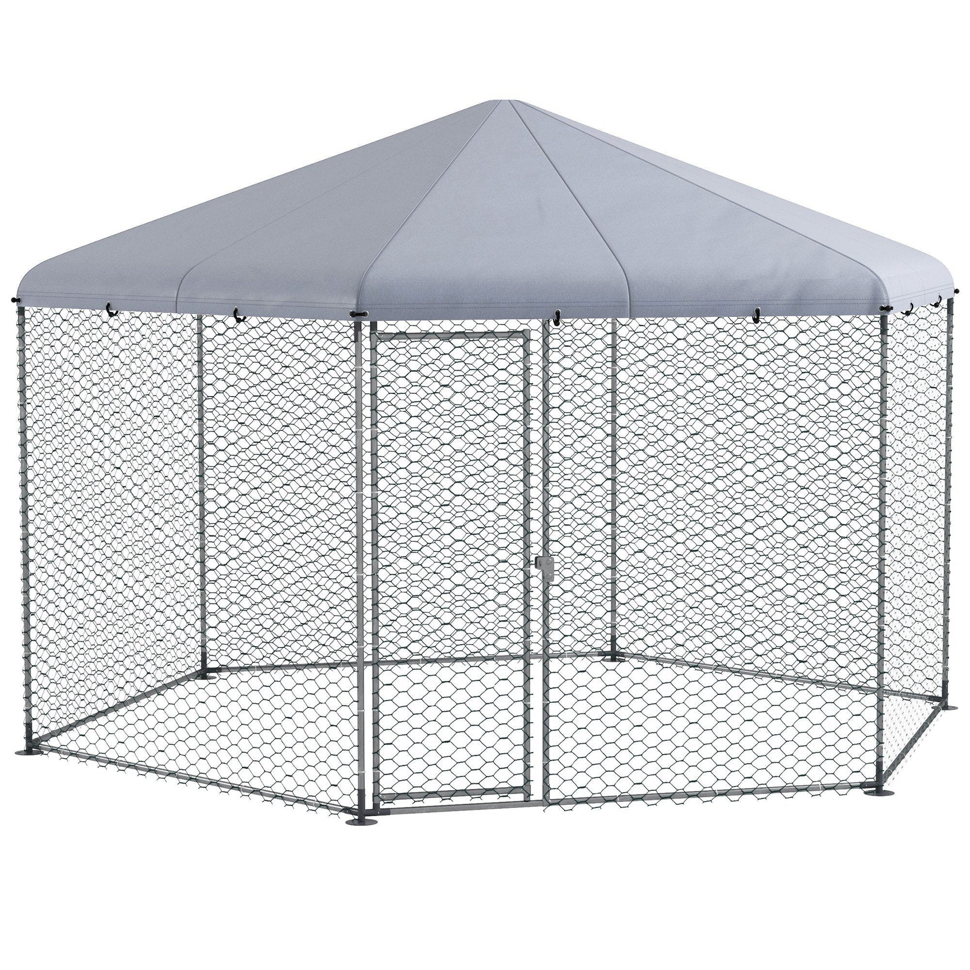 13.1' x 11.4' Chicken Coop, Large Chicken Run with Cover for Outdoor Backyard, Metal Poultry Cage for 10-15 Chickens, Rabbits, Ducks, Silver
