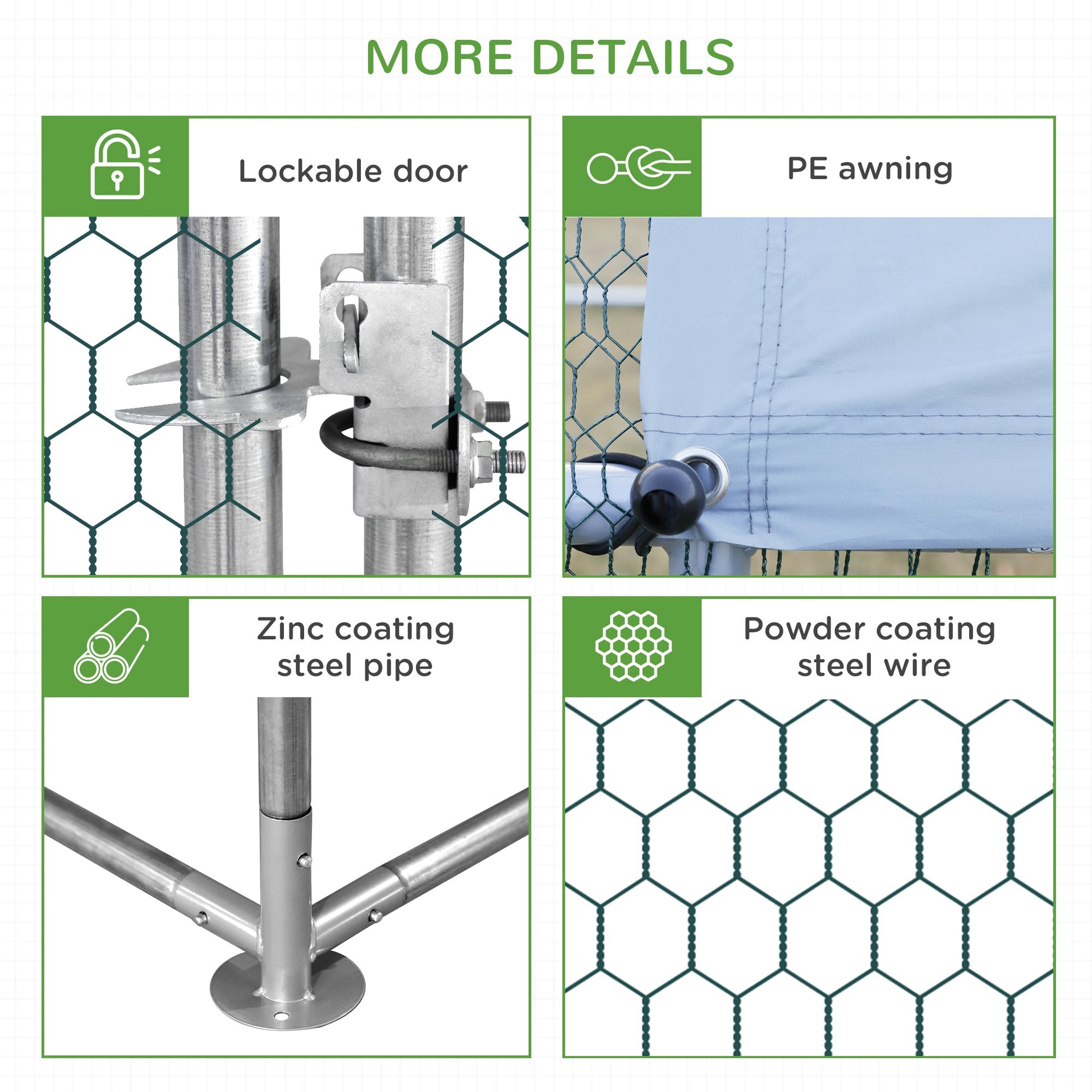 Metal Chicken Coop, Walk-in Large Chicken Run, Poultry Cage for Backyard Hen, Duck, Rabbit with Water- and UV-Protection Cover, for 16-24 Chickens, 9.8' x 26.2' x 6.6'