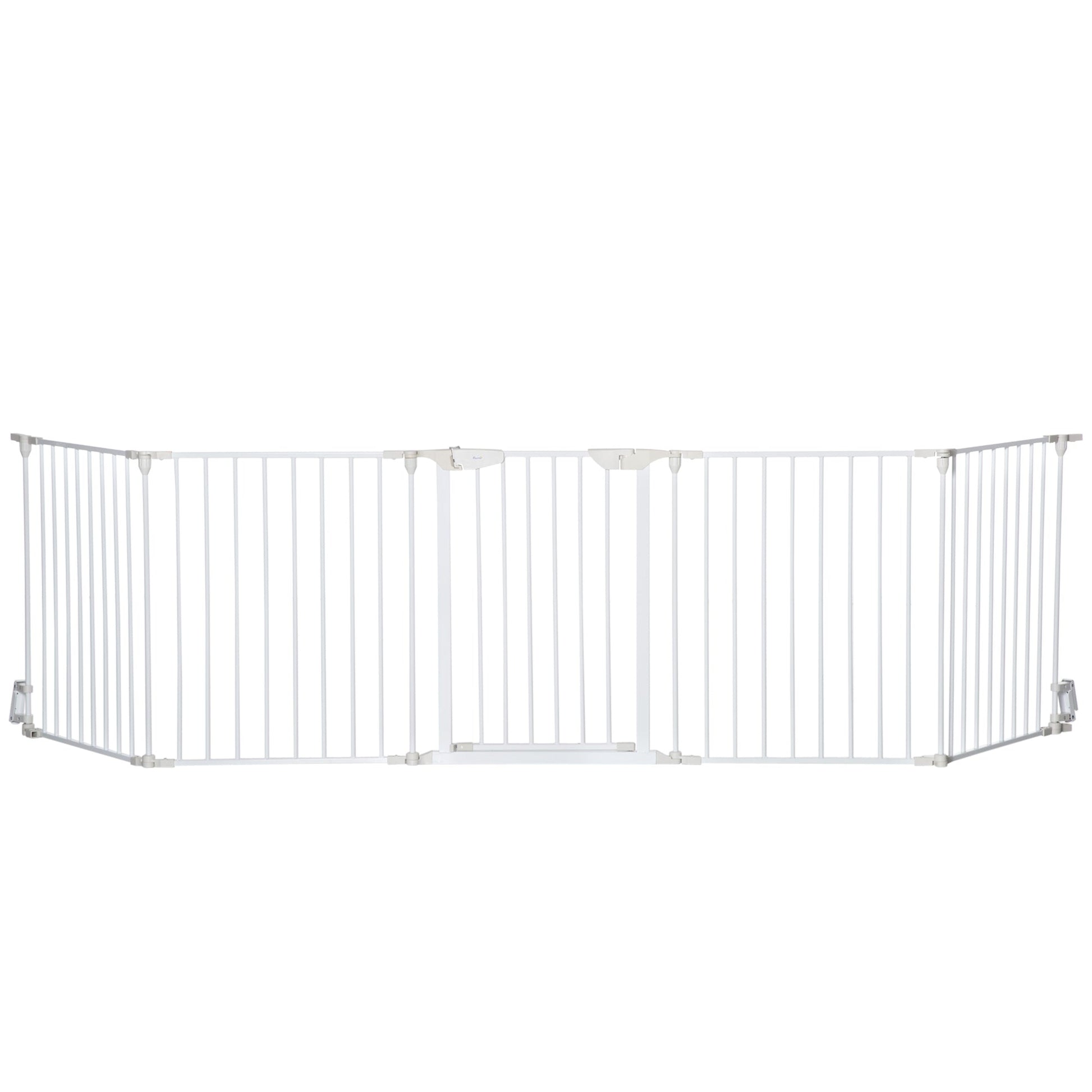 Dog Playpen Indoor, Foldable Pet Fence Puppy Pen for Small Medium Dogs with Door, 5 Panels, 29 Inch Tall, for Stairway, Doorway, Hallway, White