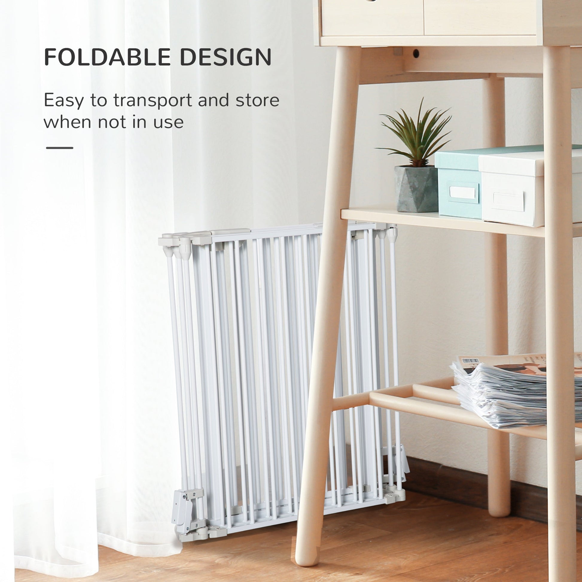 Dog Playpen Indoor, Foldable Pet Fence Puppy Pen for Small Medium Dogs with Door, 5 Panels, 29 Inch Tall, for Stairway, Doorway, Hallway, White