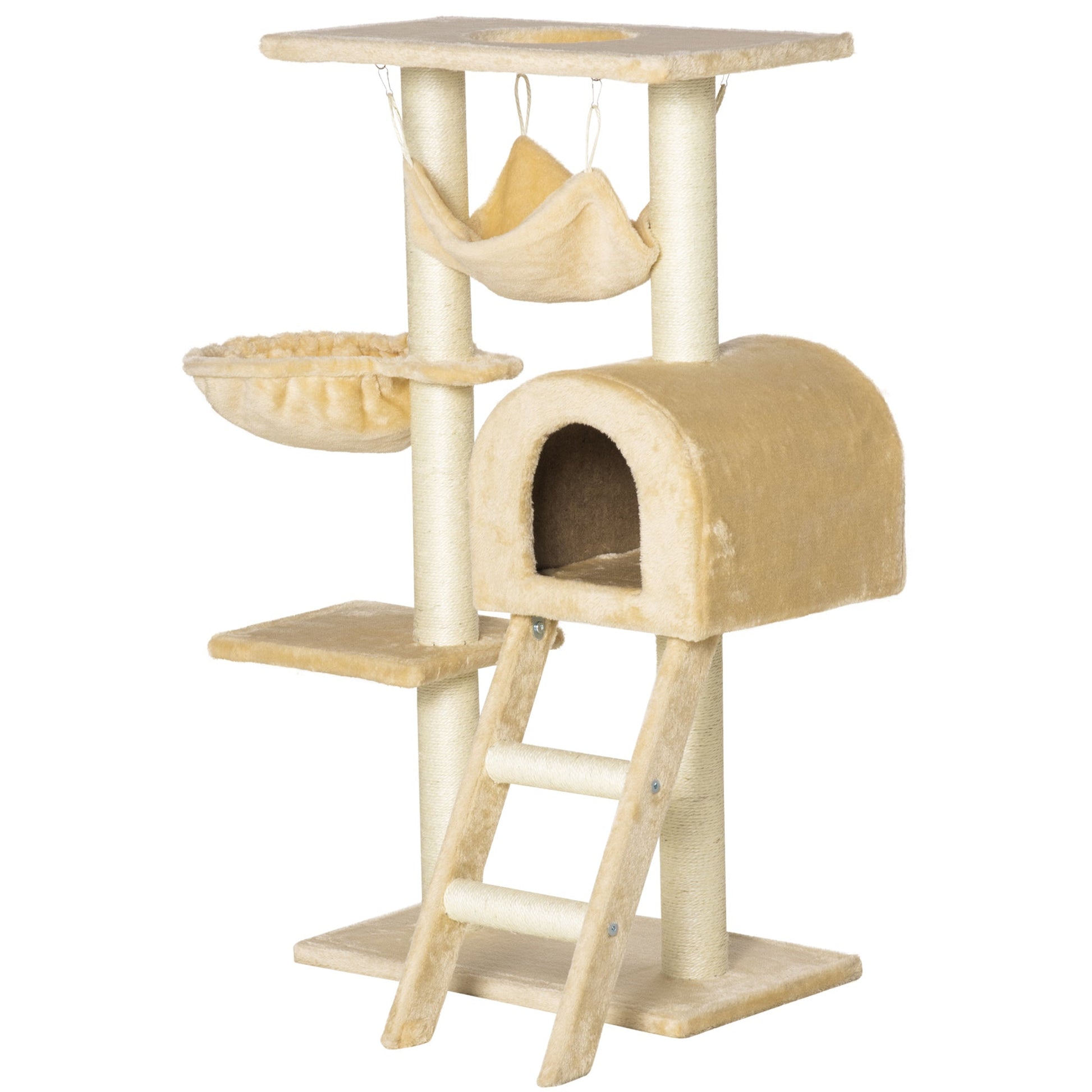 39" Deluxe Cat Scratching Tree Kitten Condo Play House Pet Scratcher Multi-level Tower Kitty Furniture with Hammock