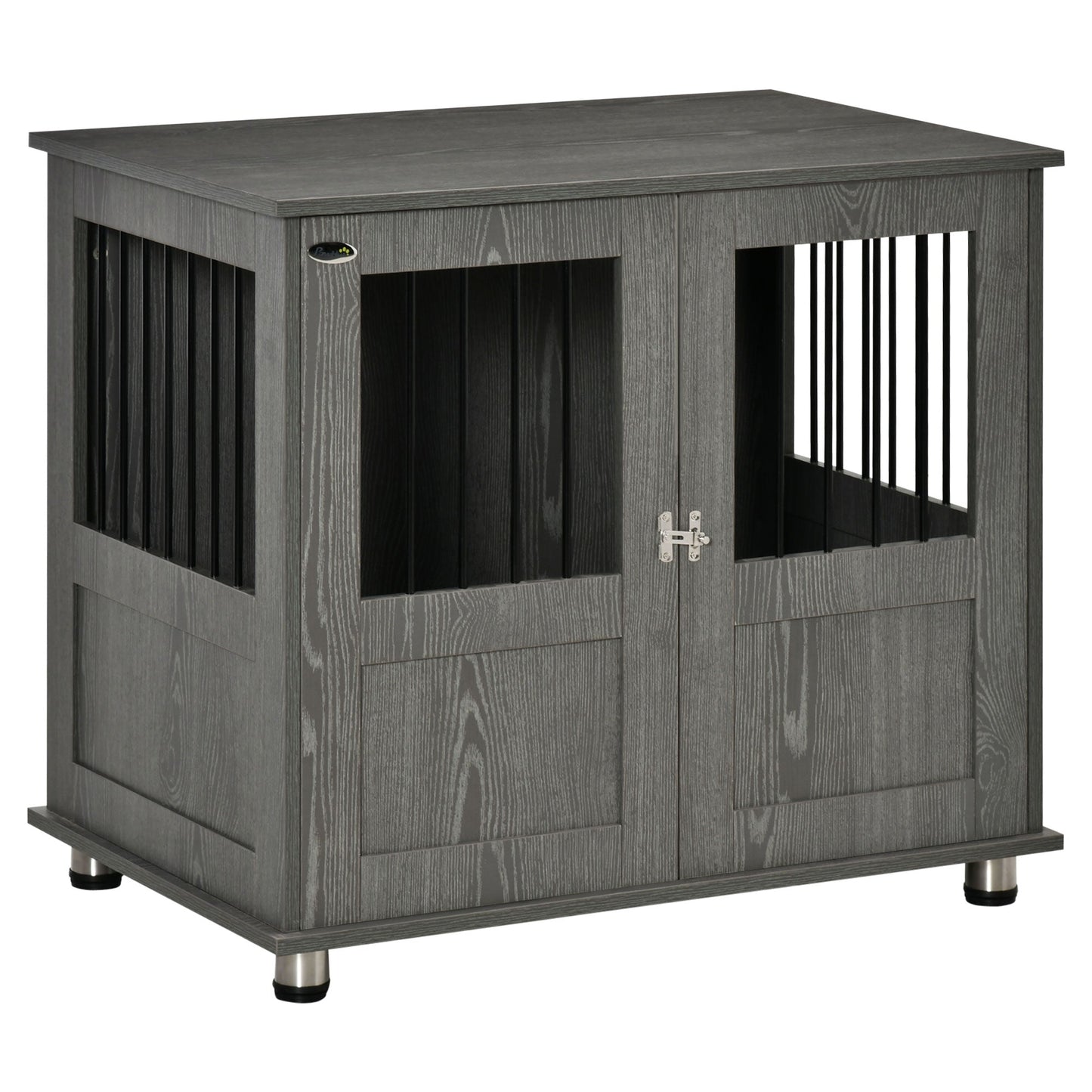 Dog Crate Furniture with Lockable Magnetic Door, Adjustable feet, Indoor Dog Kennel End Table for Small & Medium Dogs, Grey
