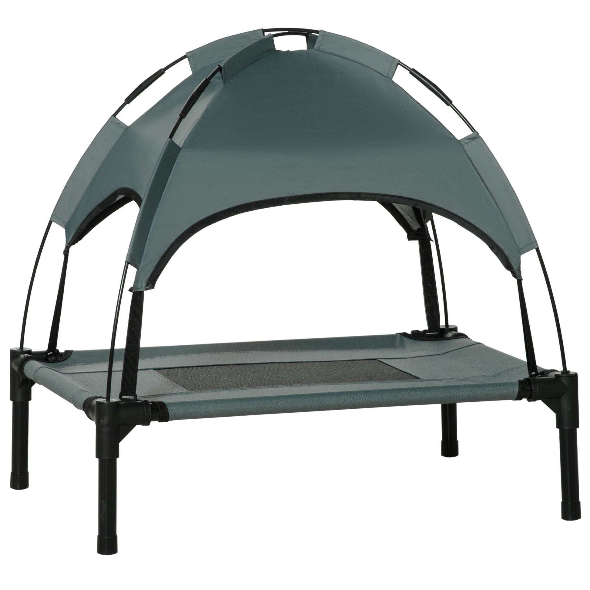 Elevated Dog Bed with Canopy, Portable Raised Dog Cot for S Sized Dogs, Indoor & Outdoor, 25" x 18" x 24", Grey