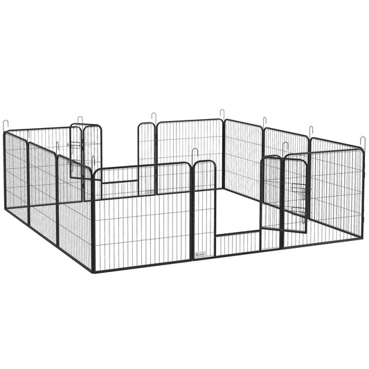 Dog Playpen, Wide 31.5"W Heavy-Duty Metal Puppy Play Pen, Pet Exercise Fences for Outside and Indoor, DIY Design with Door for Medium Dogs, 12 Panels, 31.5"H