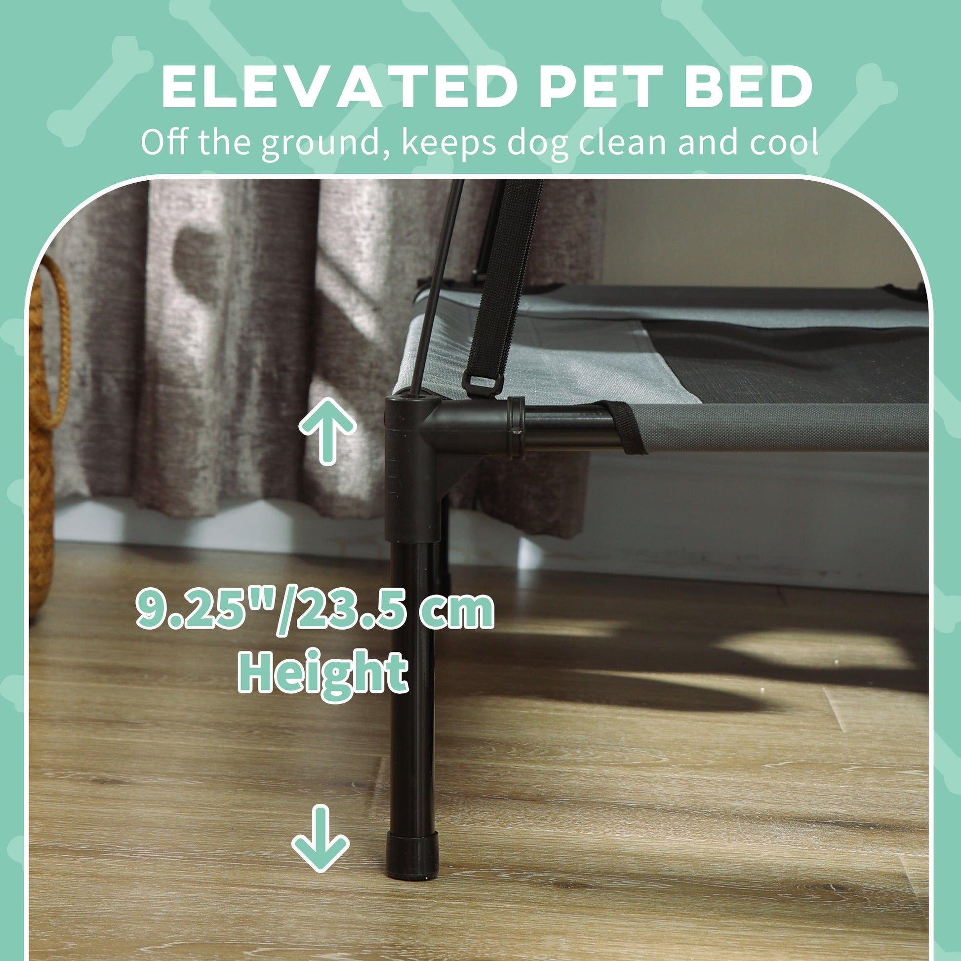 Elevated Dog Bed with Canopy, Portable Raised Dog Cot for XL Sized Dogs, Indoor & Outdoor, 48" x 36" x 43", Grey