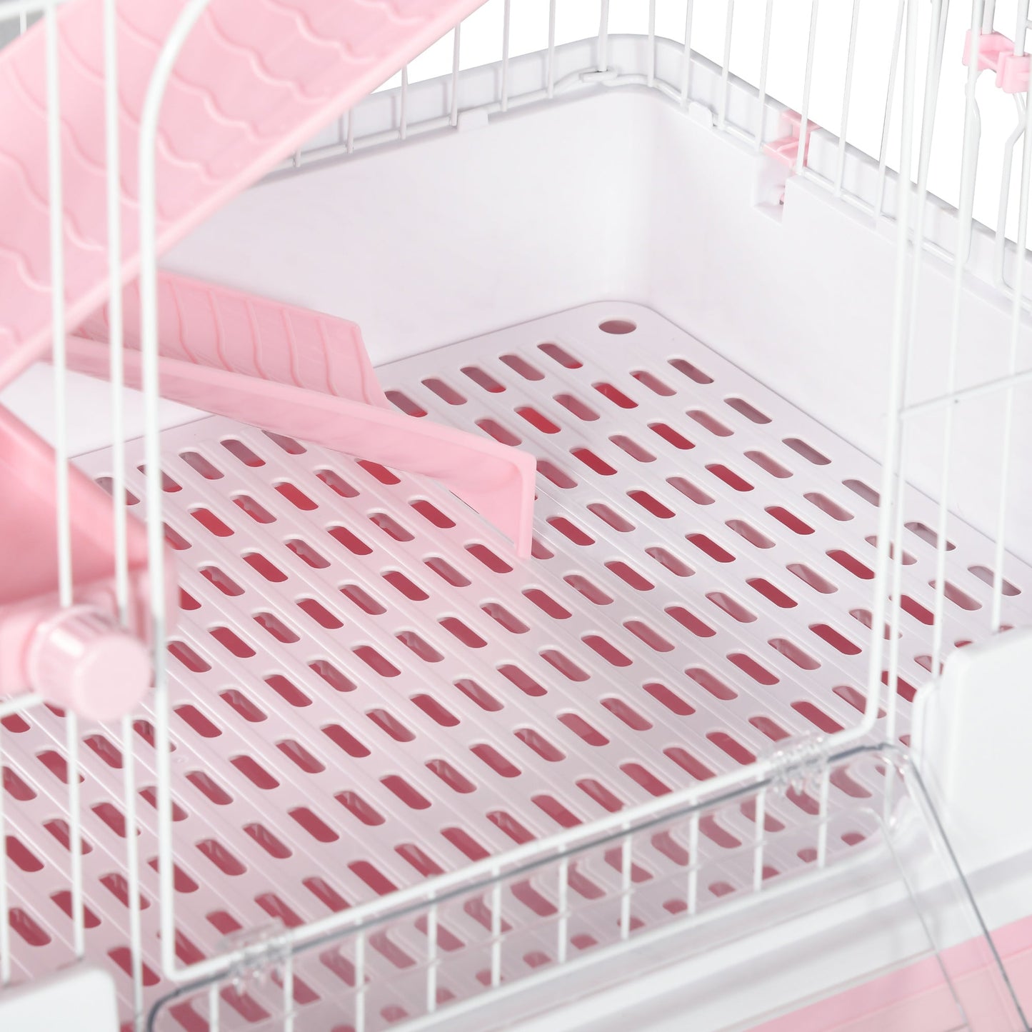 63"H 6-Level Small Animal Cage Rabbit Hutch with Universal Lockable Wheels, Slide-out Tray for Bunny, Chinchillas, Ferret, Pink
