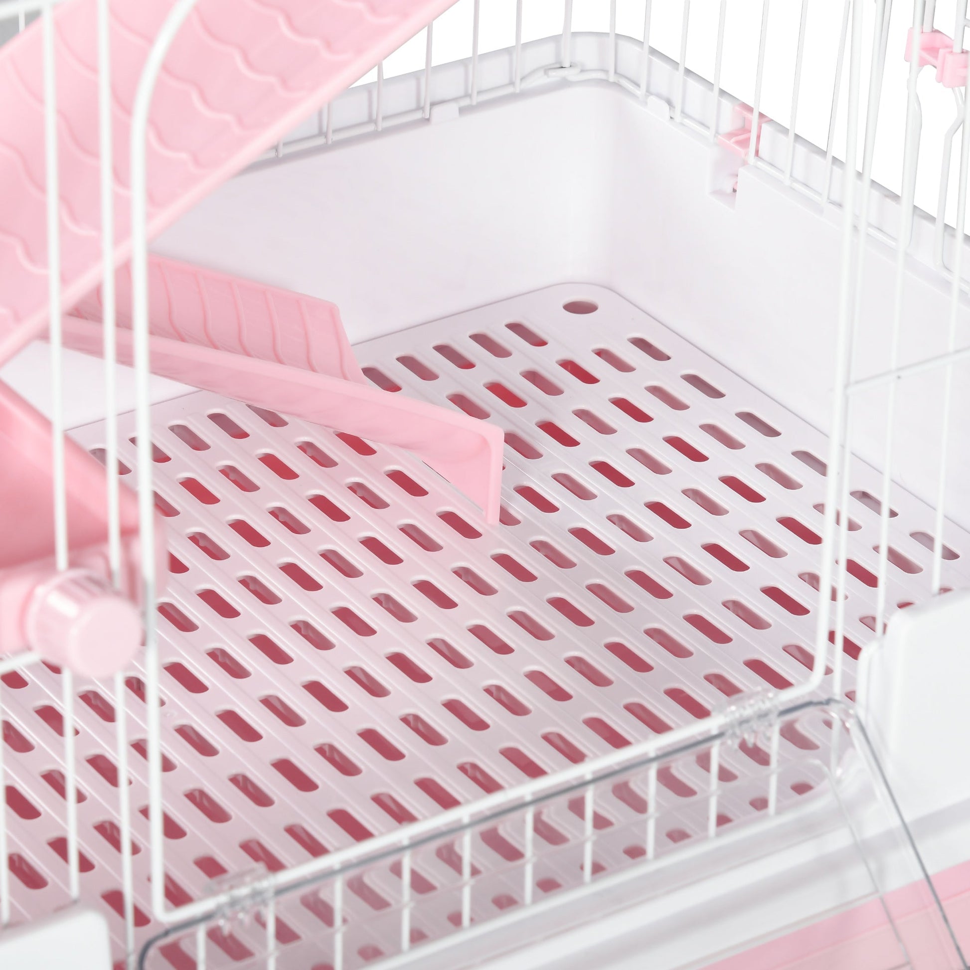 63"H 6-Level Small Animal Cage Rabbit Hutch with Universal Lockable Wheels, Slide-out Tray for Bunny, Chinchillas, Ferret, Pink