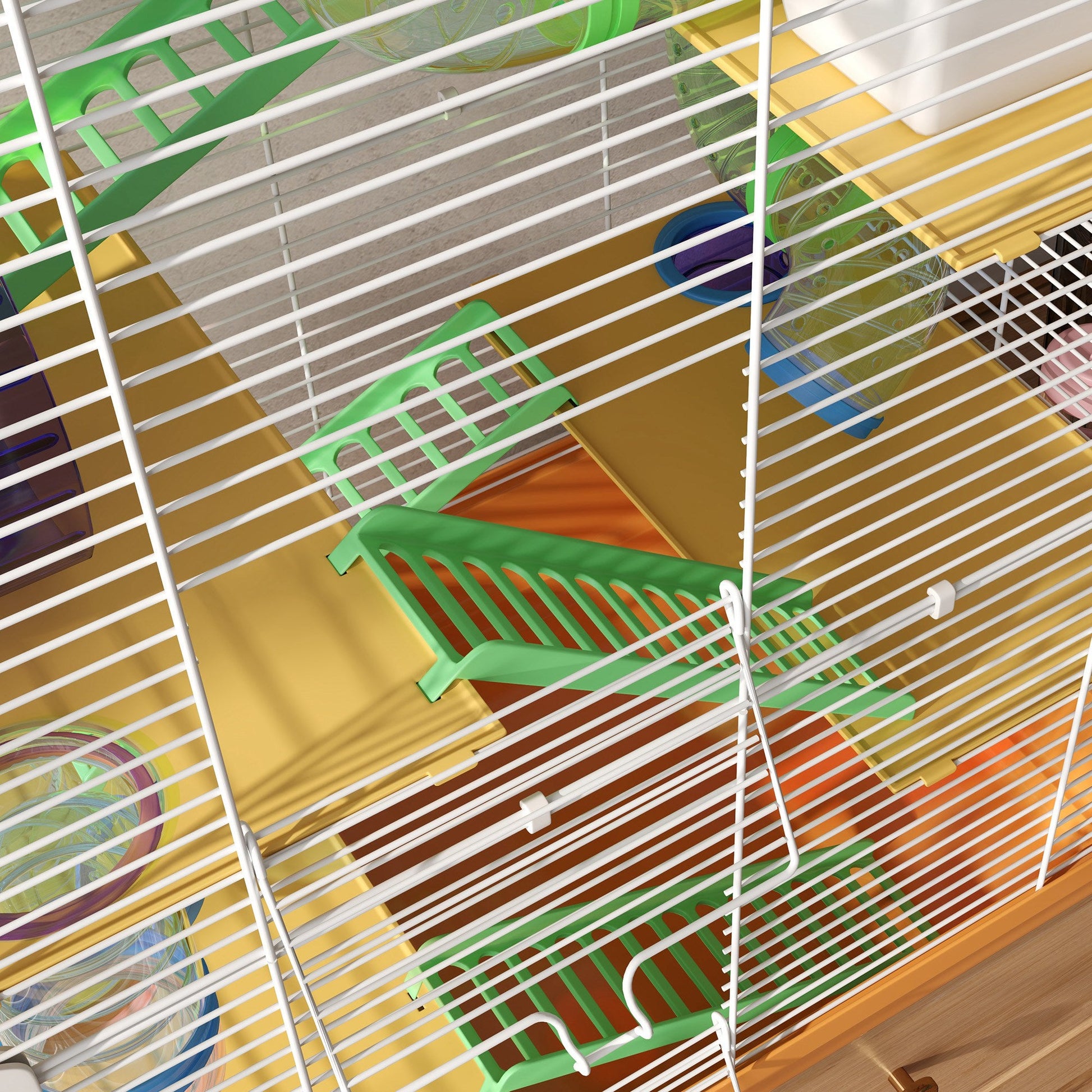 5 Tiers Hamster Cage Portable Animal Travel Carrier Habitat with Exercise Wheels Play Tube Water Bottle Dishes House Ladder for Gerbils, Orange