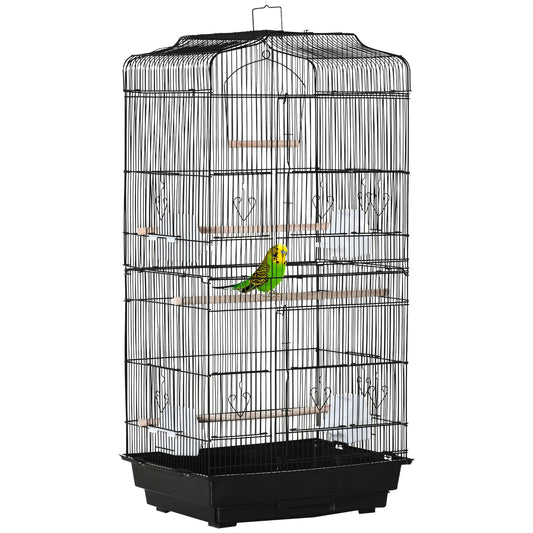 36" Bird Cage for Finches, Canaries Budgies, Parrot Cage with Accessories, Handle, Black