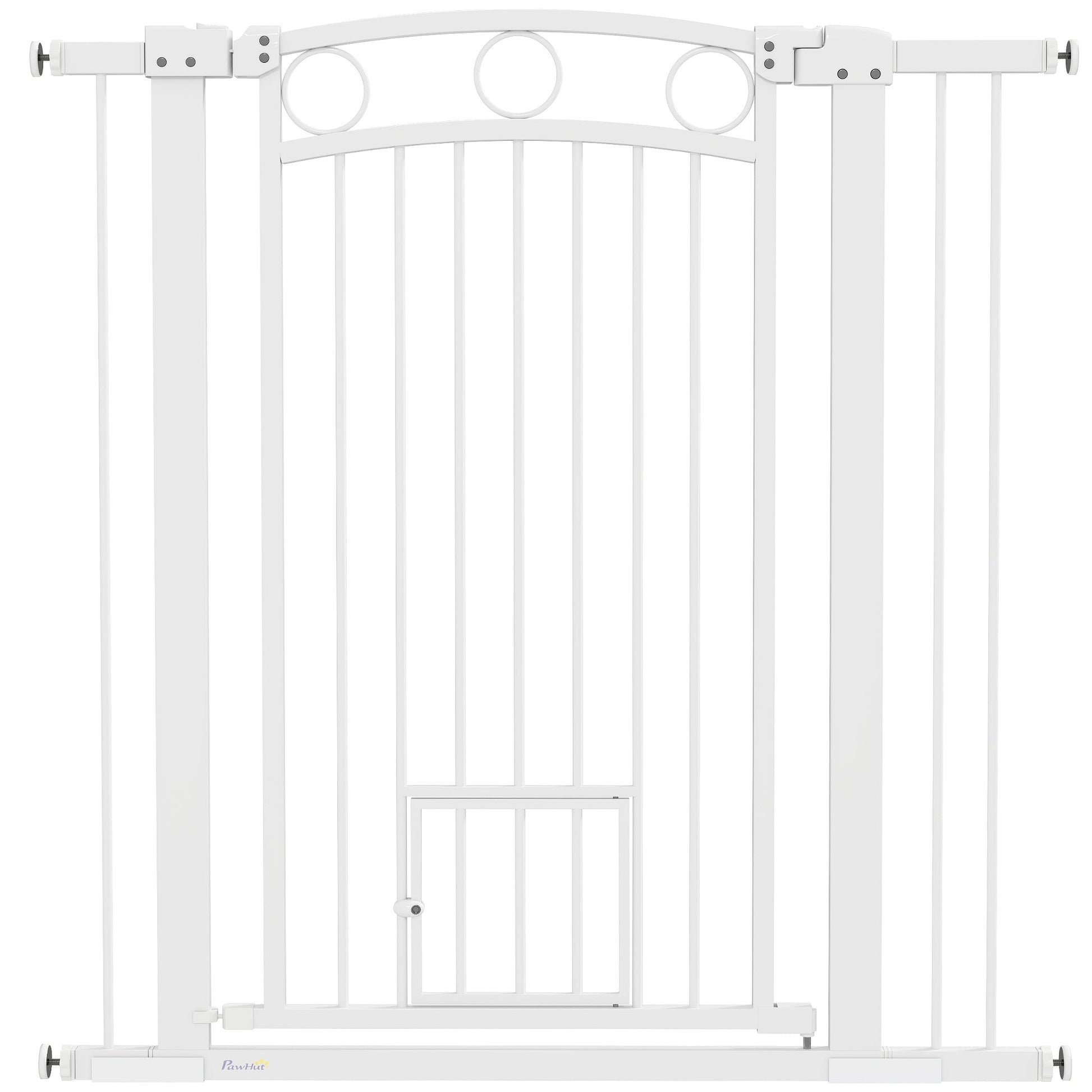 Dog Gate, 42" Extra Tall Pet Gate with Cat Door, Includes 2.8" and 5.5" Extension Kits, Pressure Mounted Stair Gate for Doorways, Hallways, Stairways, 30"-41" Width