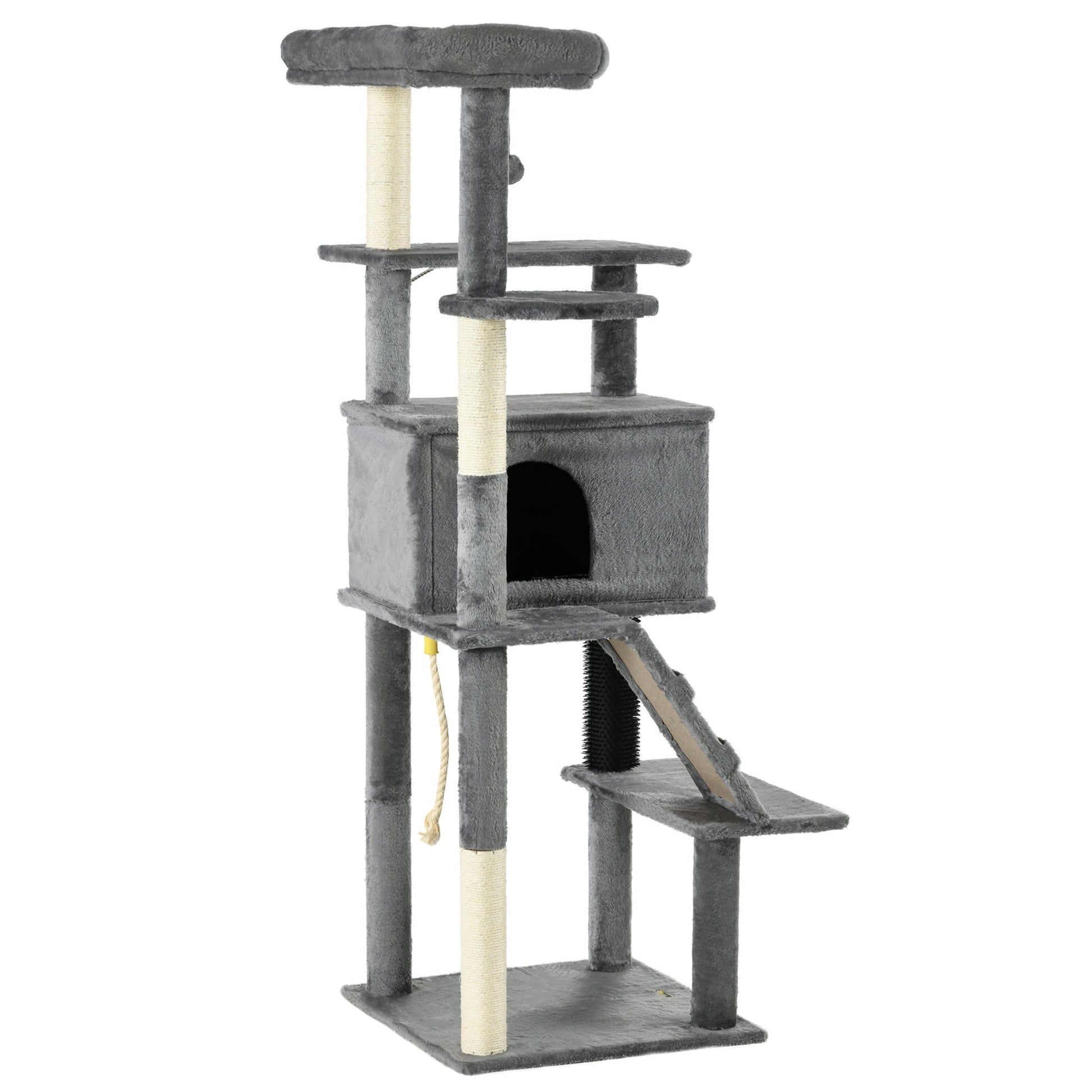Cat Tree for Large Cats Adult, 58" Tall Cat Tree with Scratching Posts, Large Cat Tower for Indoor Cats with Bed, House, Toys, Grey