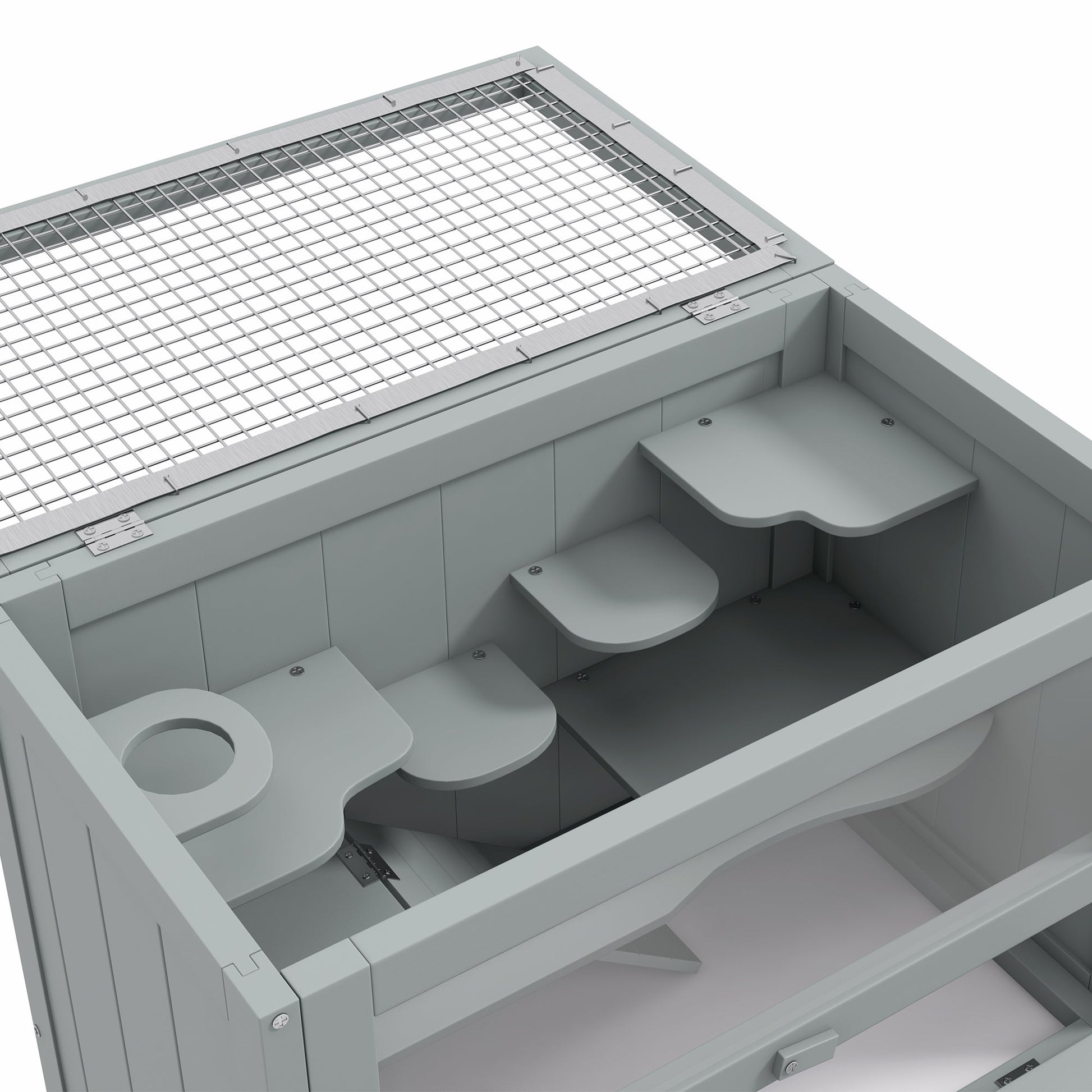24 Inch Hamster Cage, 2 Levels Small Animals Cage with Openable Roof, Run Space, Platforms, Pet House for Dwarf Hamsters, Gerbils, Chinchillas, Grey