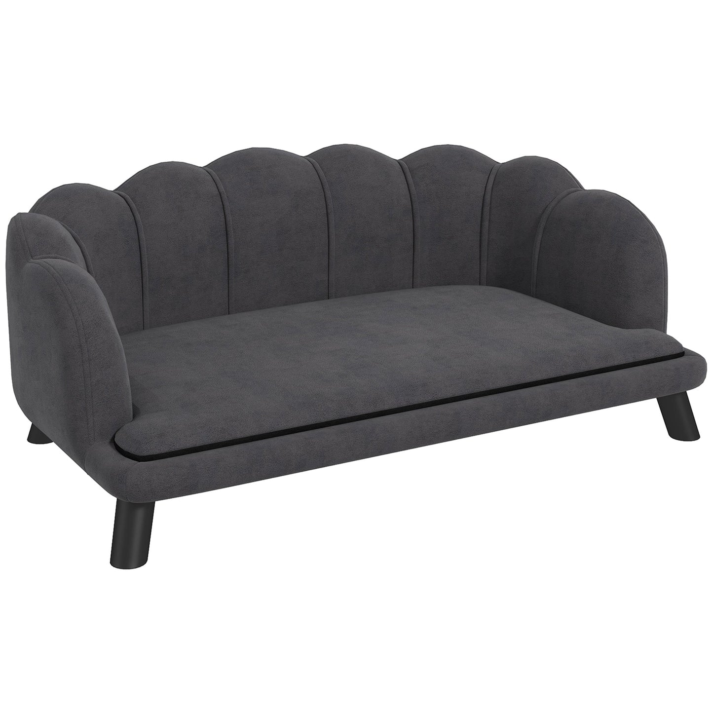 Dog Couch Pet Sofa Cat Bed with Removable Cushion Wood Legs for Medium and Large Dogs, Dark Grey