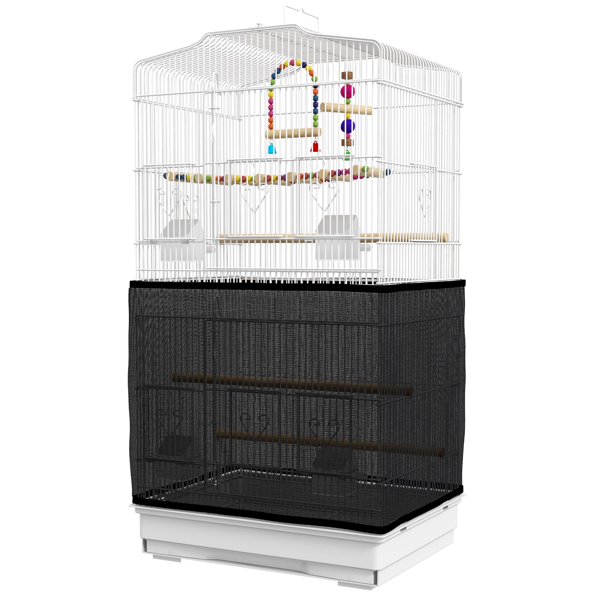 36" Bird Cage for Finches, Canaries Budgies, Parrot Cage with Accessories, Handle, Mesh Cover, Tray, White