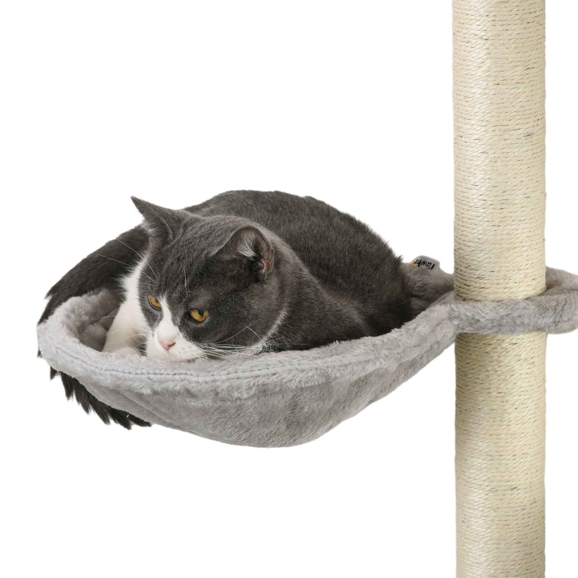 4Pcs Cat Wall Shelf with Scratching Post, Cat Wall Shelves for Relaxing, Climbing, Cat Wall With Soft Ladder, Hammock, Play Balls, Grey