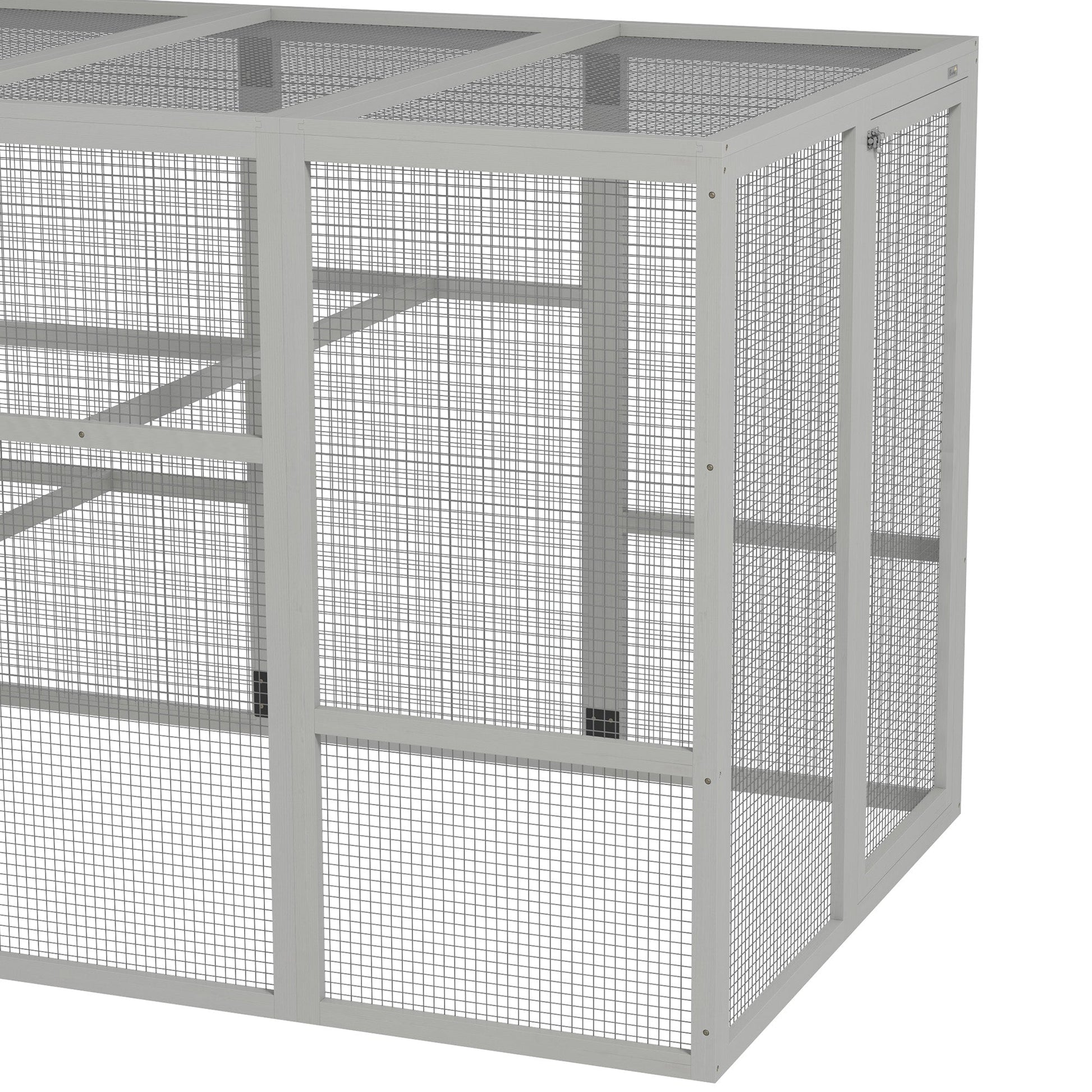 Outdoor Wooden Chicken Coop with Run, Ramps, Perches, Storage, Backyard Hen House with Combinable Design for 6 - 10 Chickens, 142" x 48" x 61", Grey
