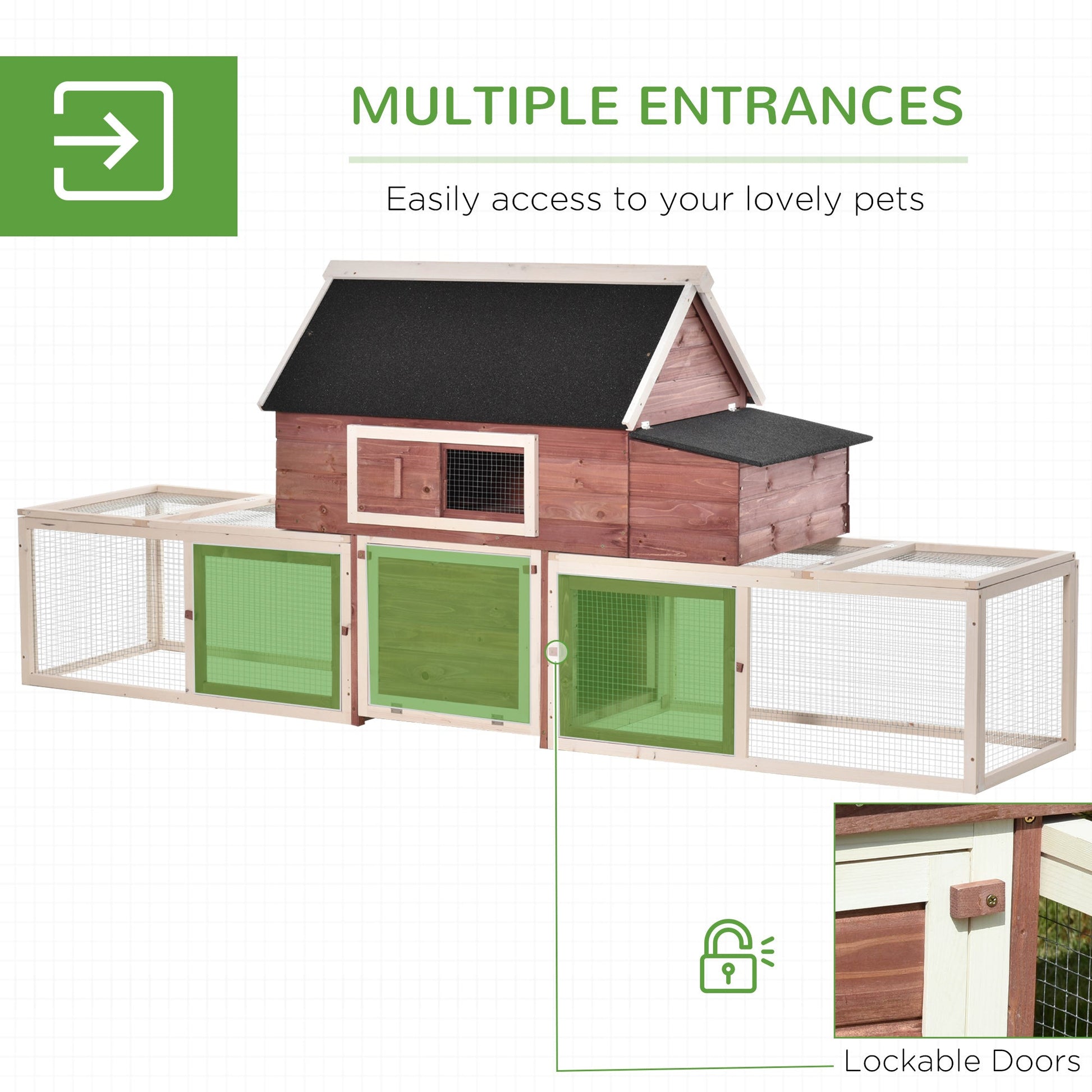 114" Chicken Coop Modern Living Hen House DIY 3 Shape Rabbit Hutch 2-tier Poultry Cage Pen Outdoor Backyard Customization Runs