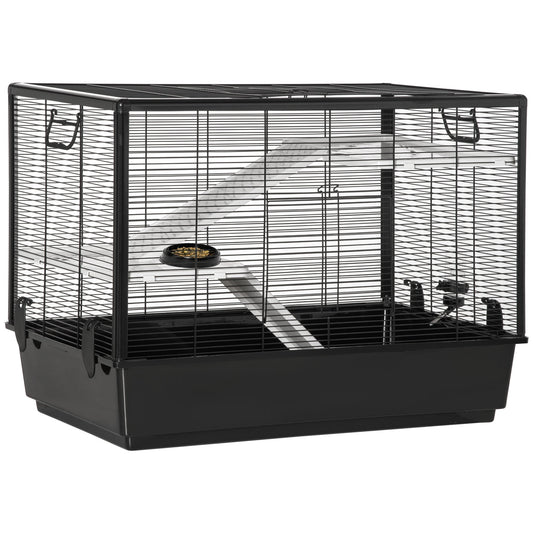 3-Tier Hamster Cage, Guinea Pig Cage, Pet Chinchillas Play House Indoor with Accessories Food Dish Water Bottle, Ramps, 31.5"x19"x 23", Black