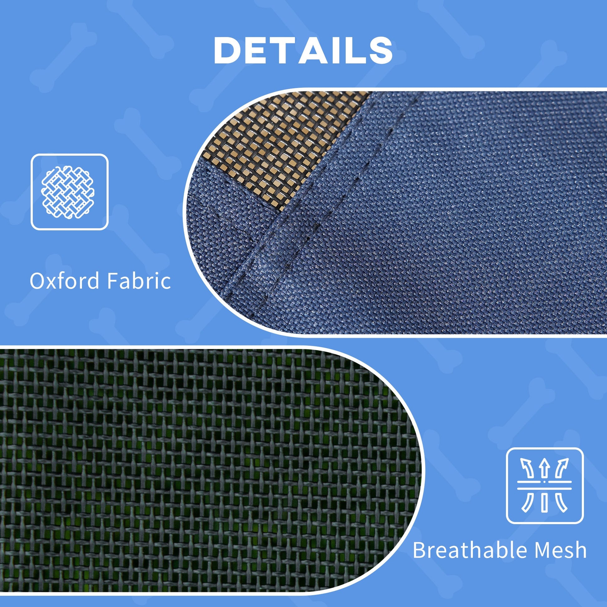 Elevated Dog Bed with Canopy, Portable Raised Dog Cot for XL Sized Dogs, Indoor & Outdoor, 48" x 36" x 43", Dark Blue