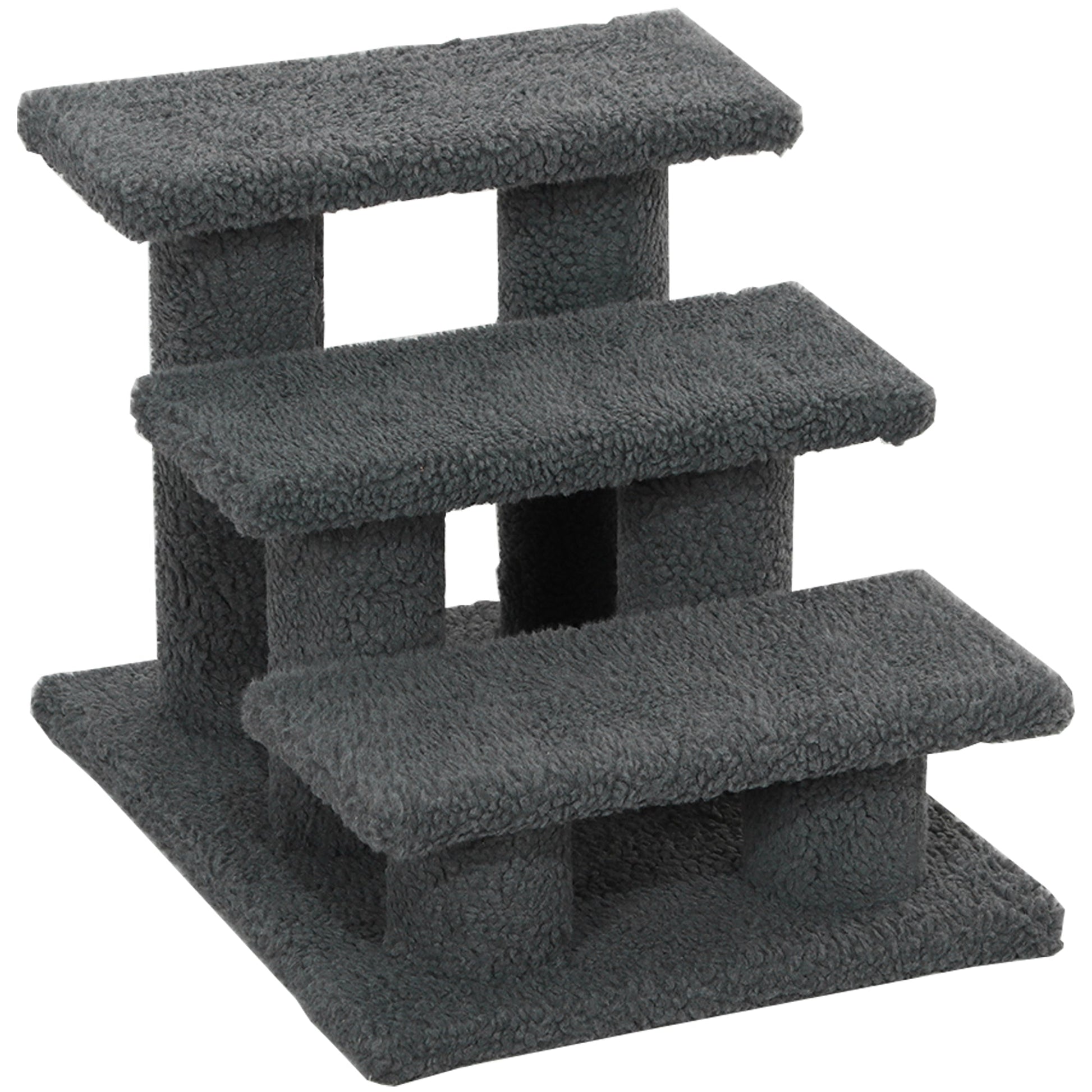 3-Step Multi-Level Carpeted Cat Scratching Post Pet Stairs, Dark Grey