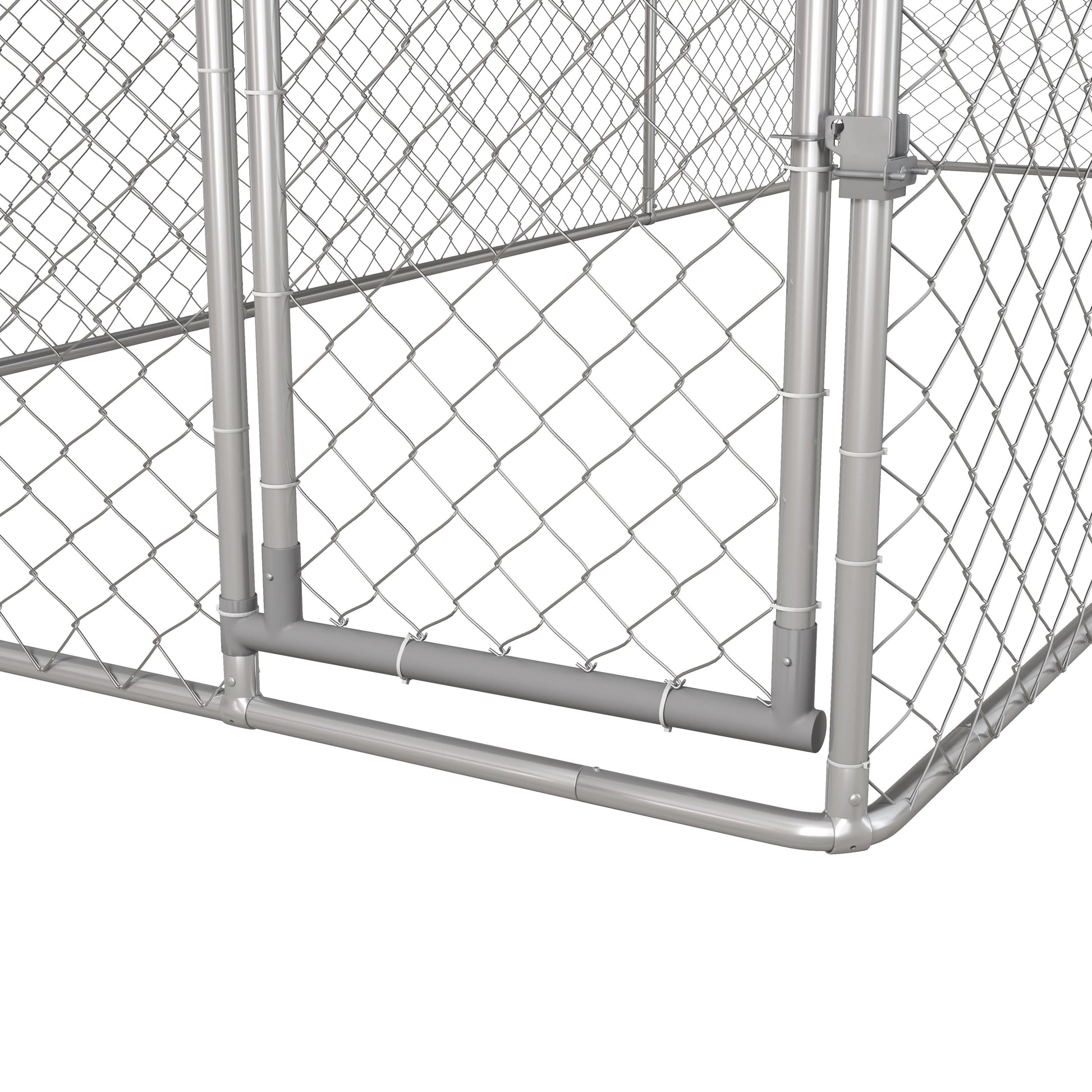 Outdoor Dog Kennel Dog Run with Waterproof, UV Resistant Cover for Medium and Large Sized Dogs, 19.7' x 7.5' x 4.9', Silver