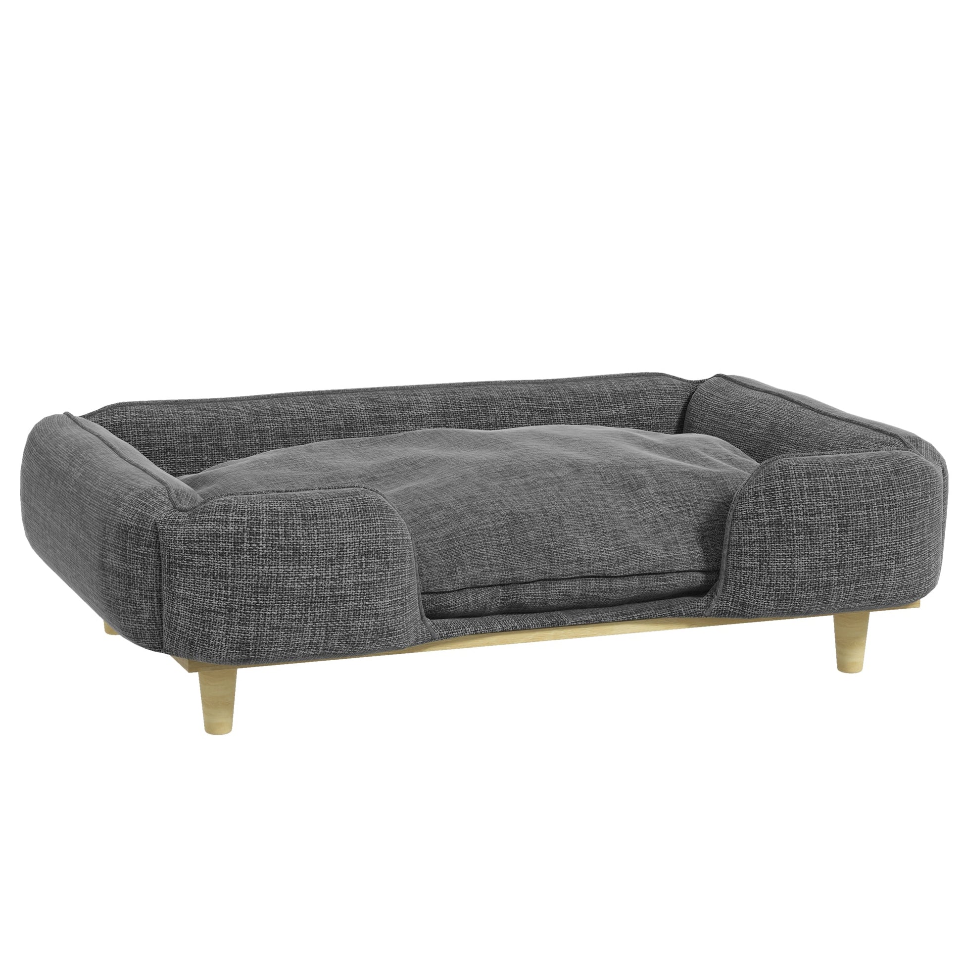 Dog Sofa, Elevated Dog Couch for Large Dogs, Removable Washable Pet Sofa Cat Bed with Anti-slip Foot Pads, Dark Grey