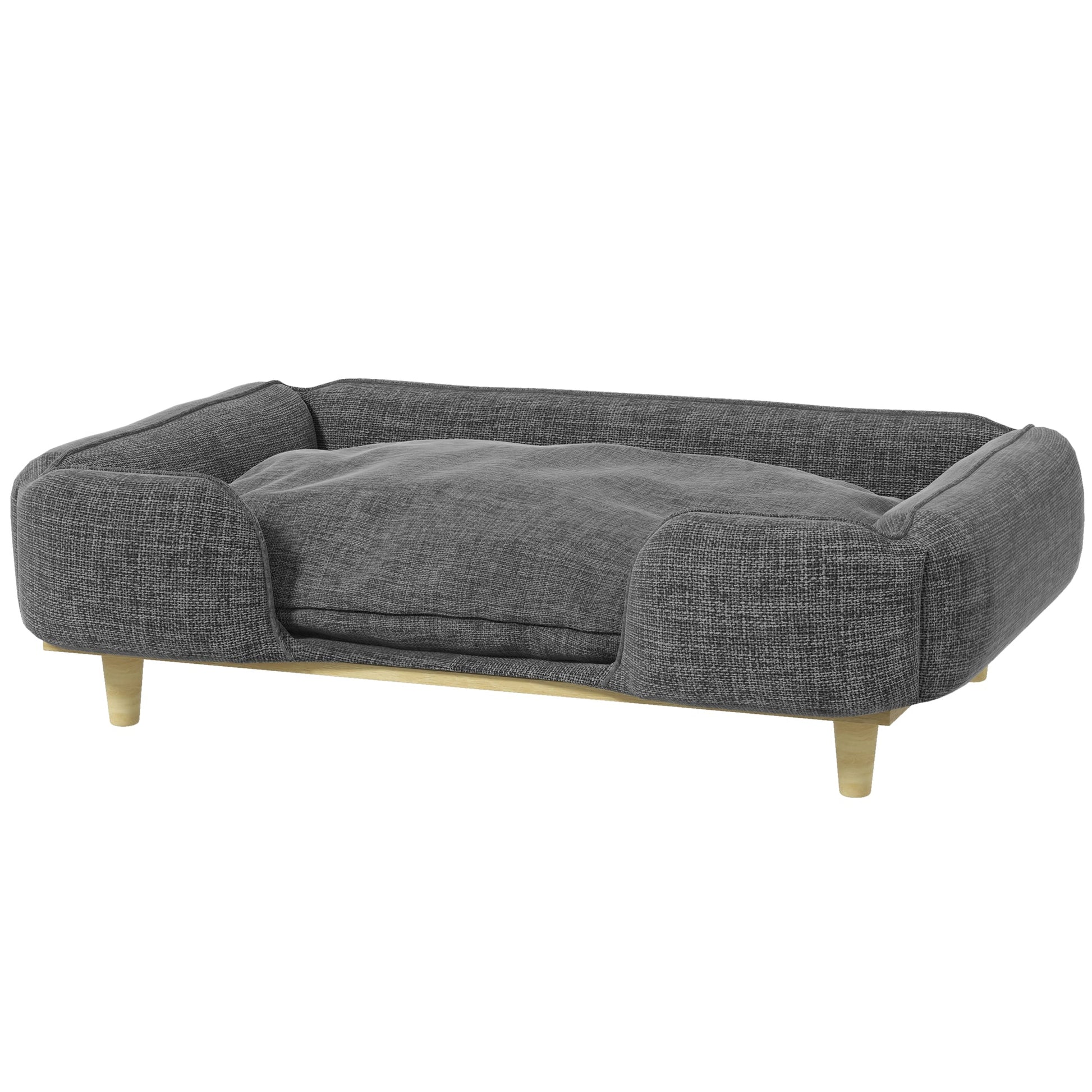 Dog Sofa, Elevated Dog Couch for Large Dogs, Removable Washable Pet Sofa Cat Bed with Anti-slip Foot Pads, Dark Grey