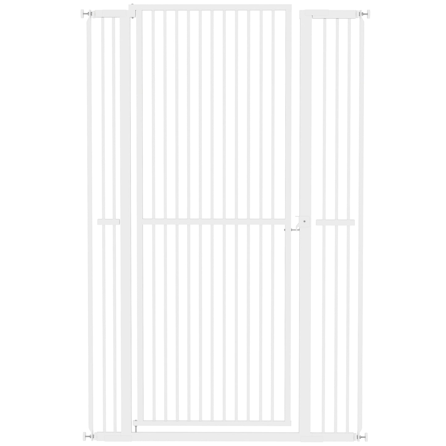 59"H Extra Tall Cat Gate, 30"-41"W Steel Pet Gate for Doorway, Hallway, Pressure Mounted Kit No Drilling Dog Gate with 1.4" Extra Narrow Gap, 2.8" & 5.5" Extensions, White