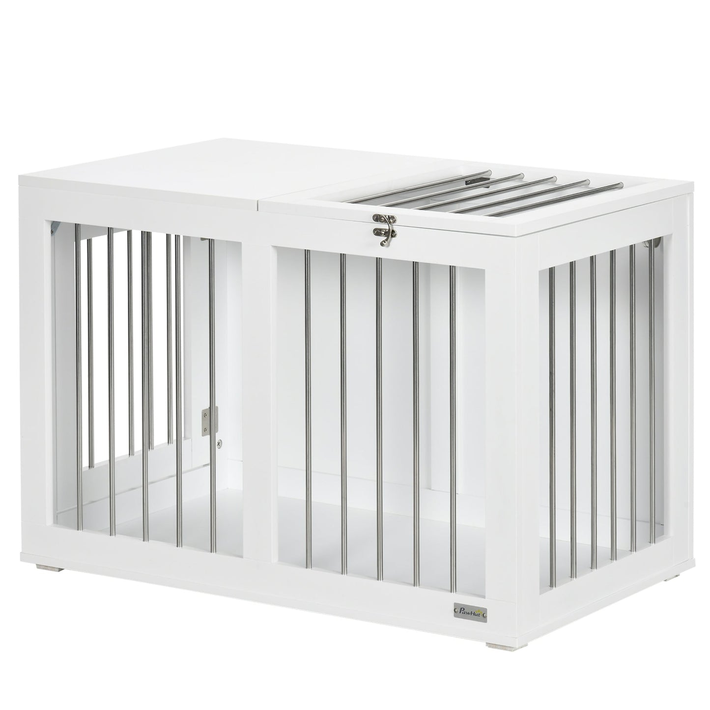 Dog Crate Furniture, 31.5" Dog Kennel Furniture Side End Table with Double Doors, for Medium Dogs, White