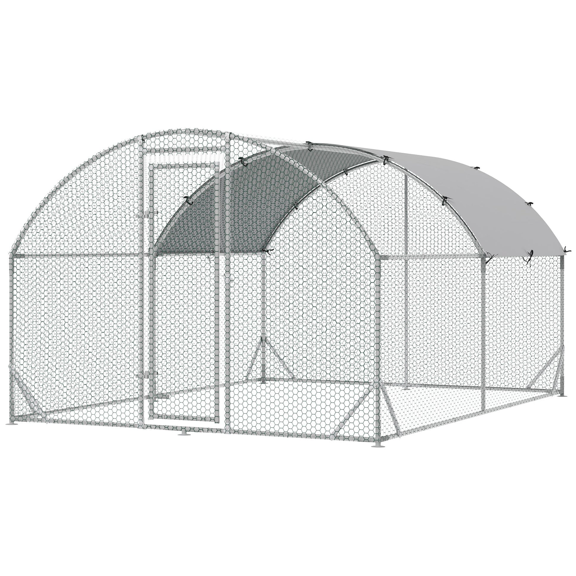 Galvanized Large Metal Chicken Coop Cage Walk-in Enclosure Poultry Hen Run House Playpen Rabbit Hutch with Cover for Outdoor Backyard 9.2' x 12.5' x 6.5' Silver